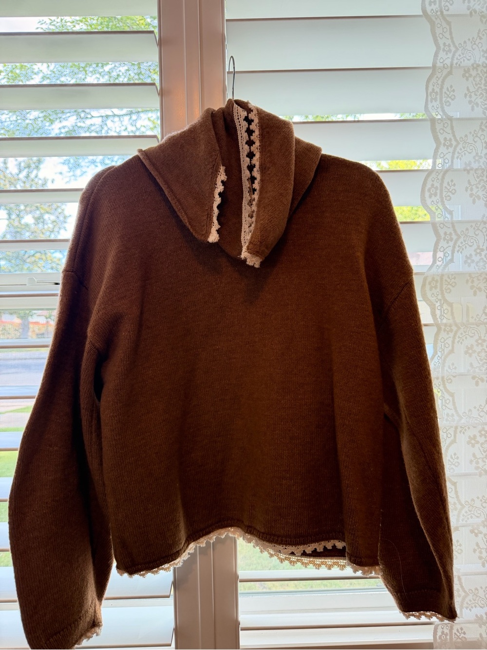 Zara Brown Sweater with Scarf Attached